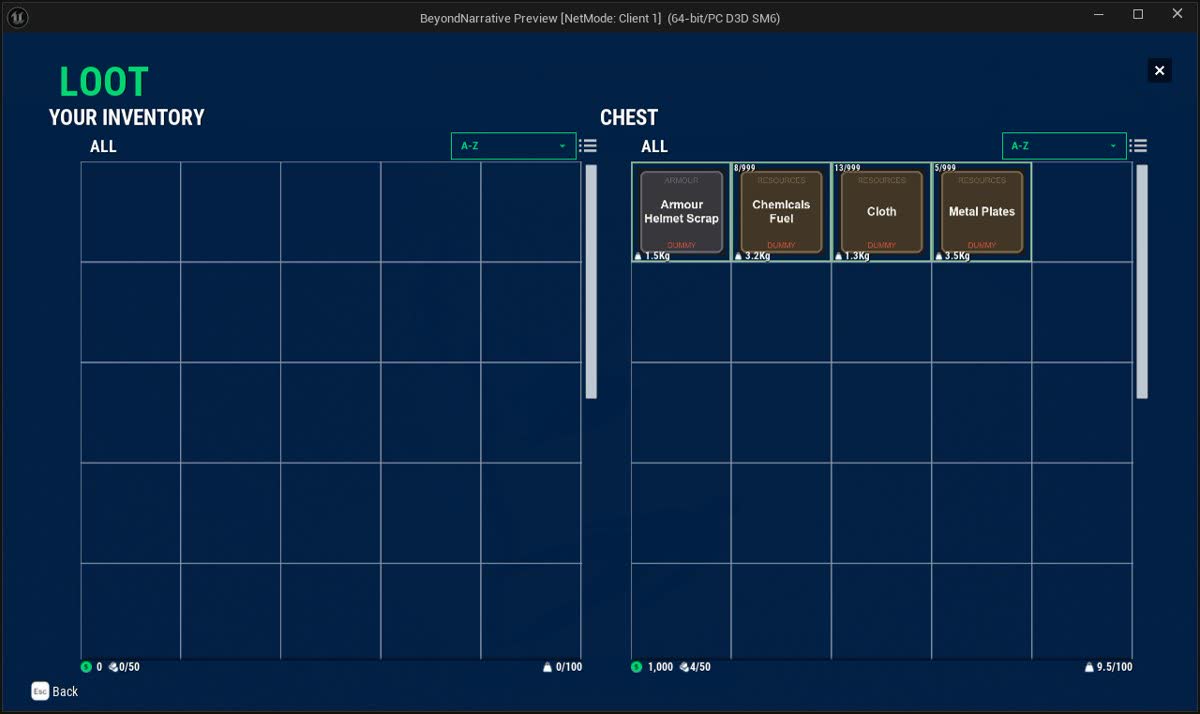 Loot menu, client