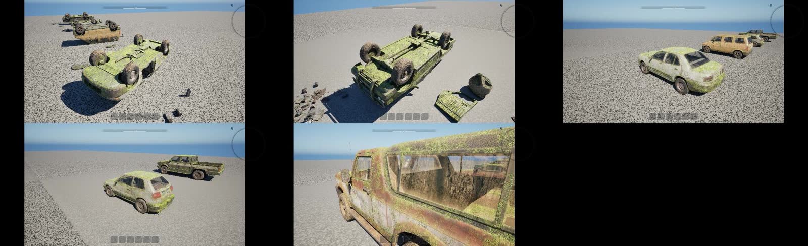 A car with moss grown directly into its paint layer
