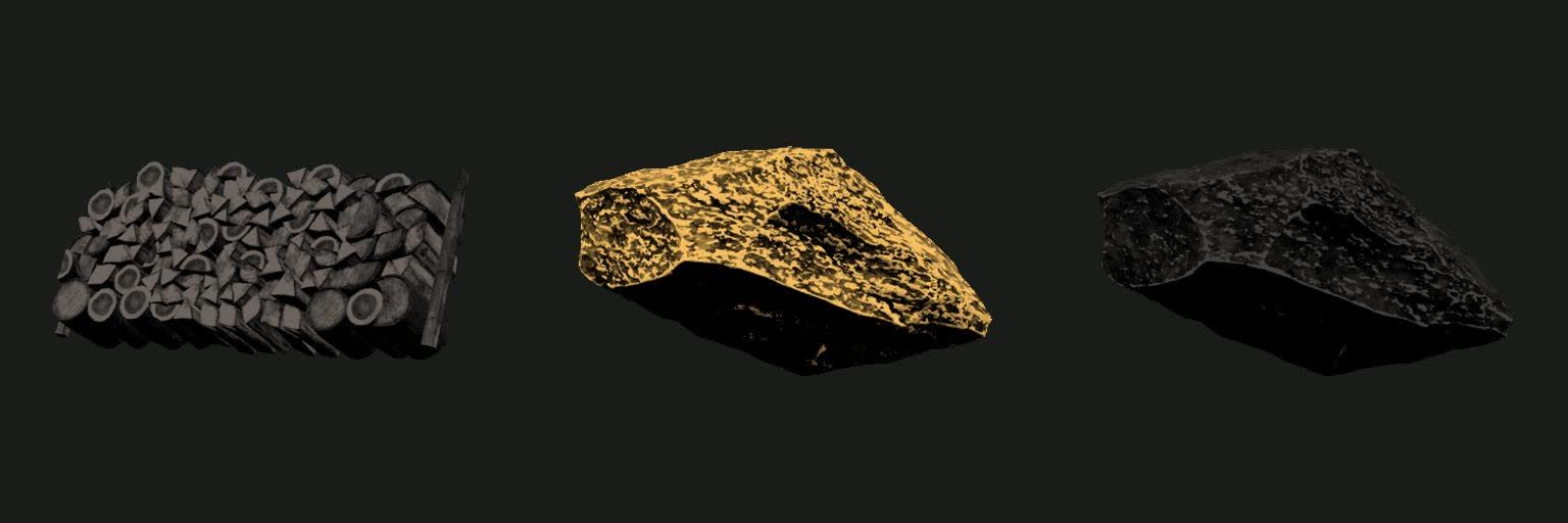 New materials: charcoal, brass and gunpowder