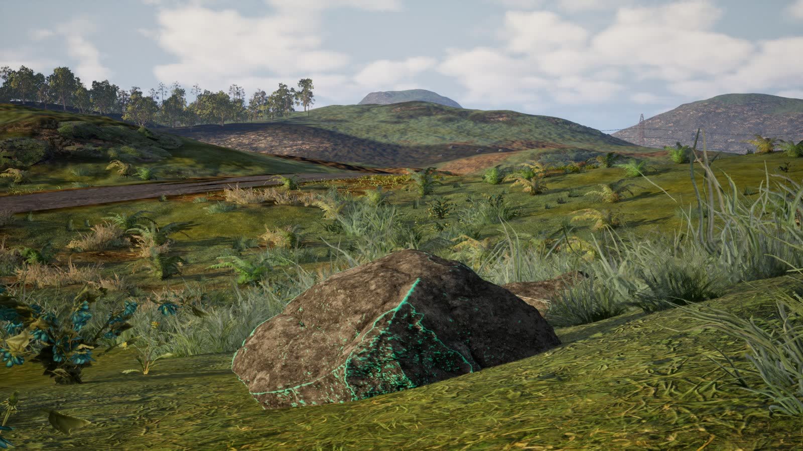 Close up: the copper streaks running through the rock