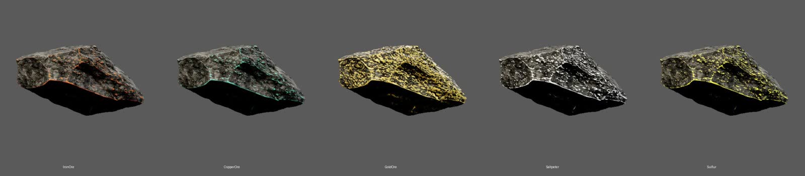 The five ore items