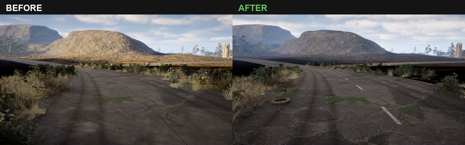 Roads before and after