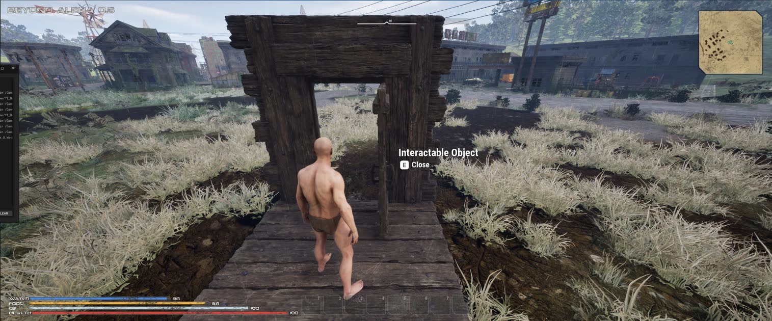 A placed door, opened with E