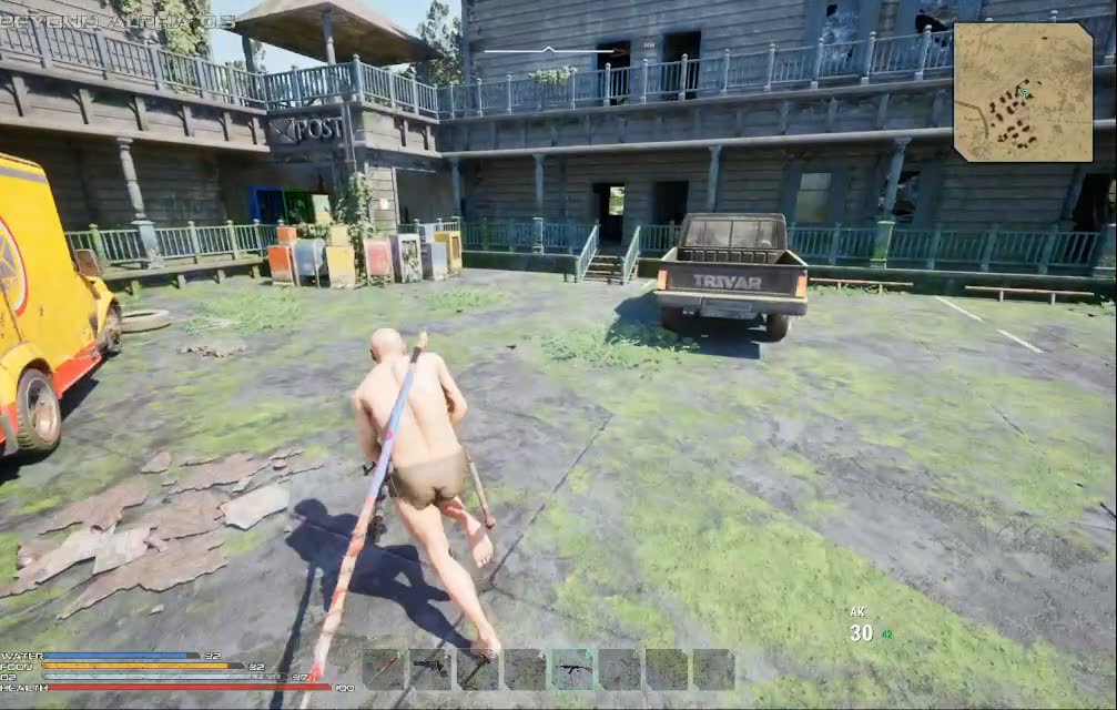 The motel yard