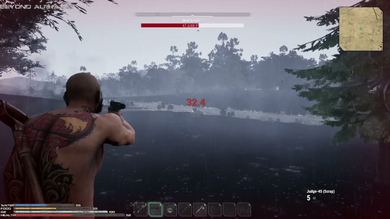 Fighting from cover, tattoos showing